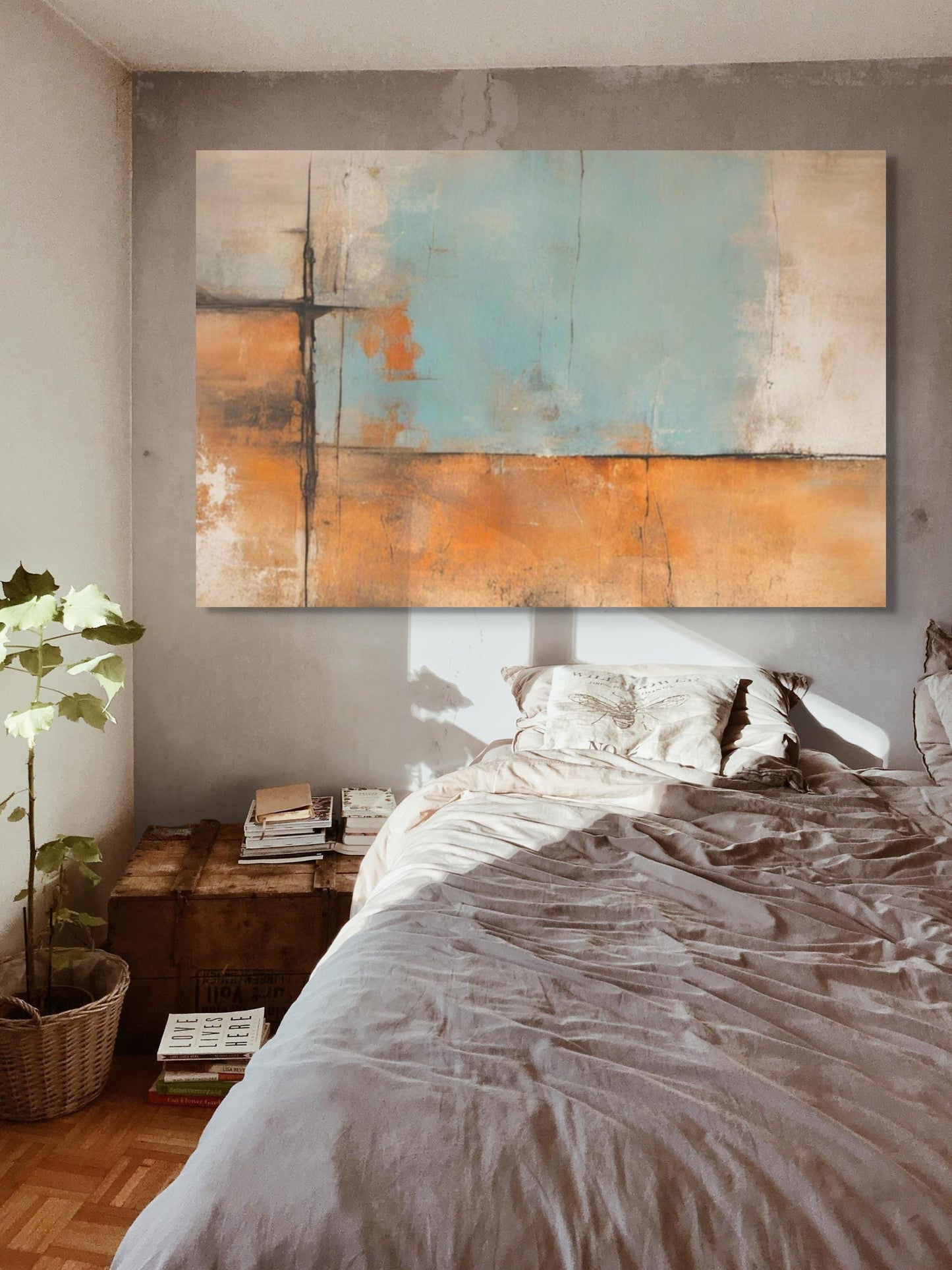 Framed Earth Toned Abstract Canvas Art