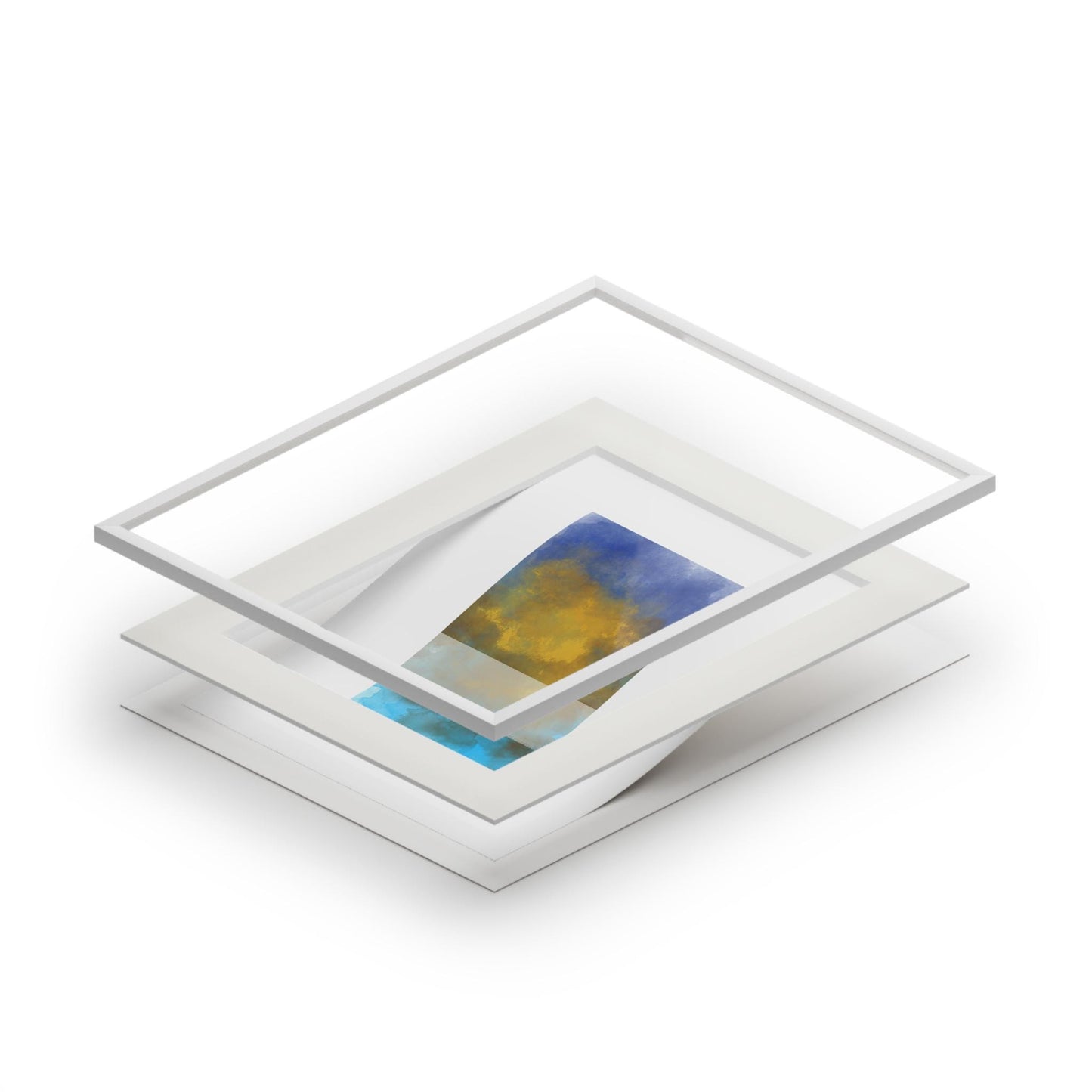 Stylish Abstract Art Print, Blue and Gold Wall Art, perfect for Home and Office Decor, ready for framing.