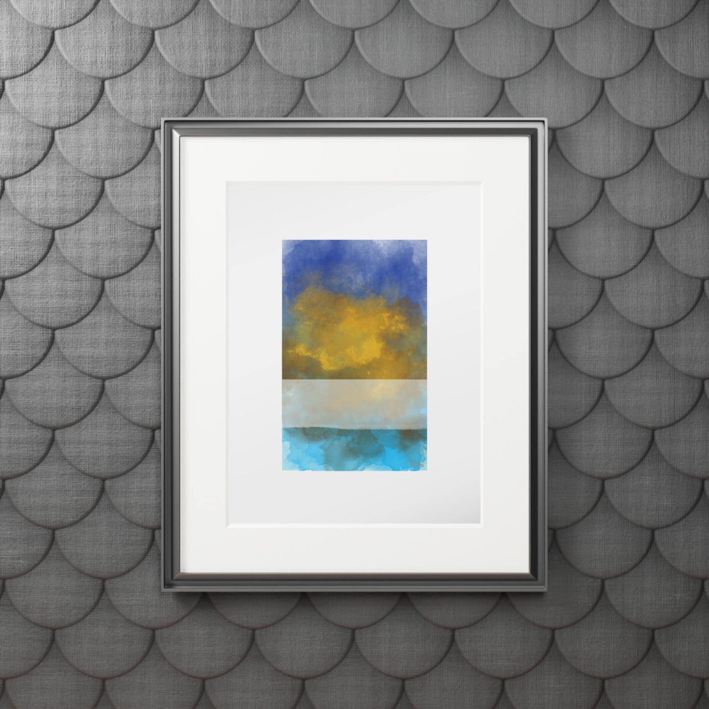 Elevate your space with this Abstract Art Print, Blue and Gold Wall Art, perfect for home and office decor.