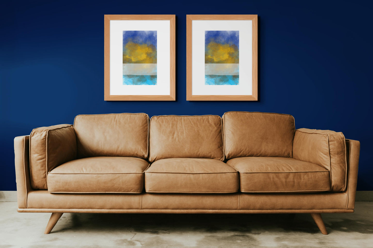 Stylish blue and gold Abstract Art Print, perfect for home or office decor, ready for framing. Enhance your space today!